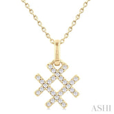 1/10 ctw Petite Hashtag Motif Round Cut Diamond Fashion Pendant With Chain in 10K Yellow Gold